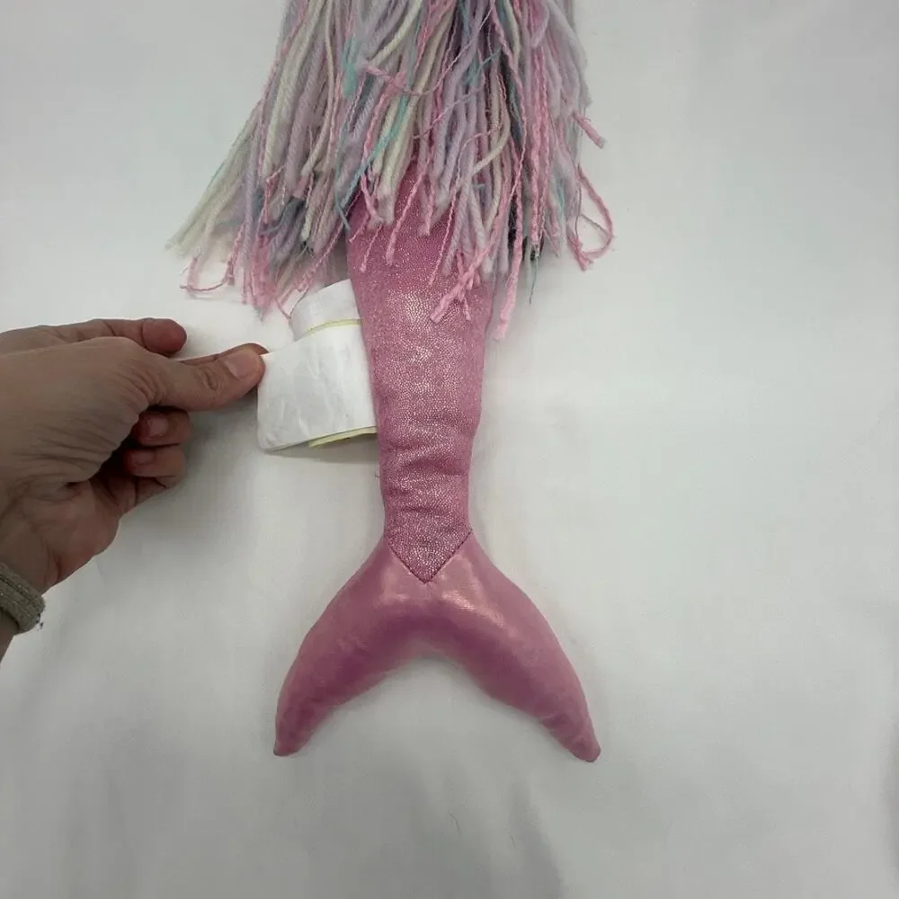 Cynthia Rowley Mermaid Doll Pink Glitter Tail Pastel Yarn Hair Plush Toy